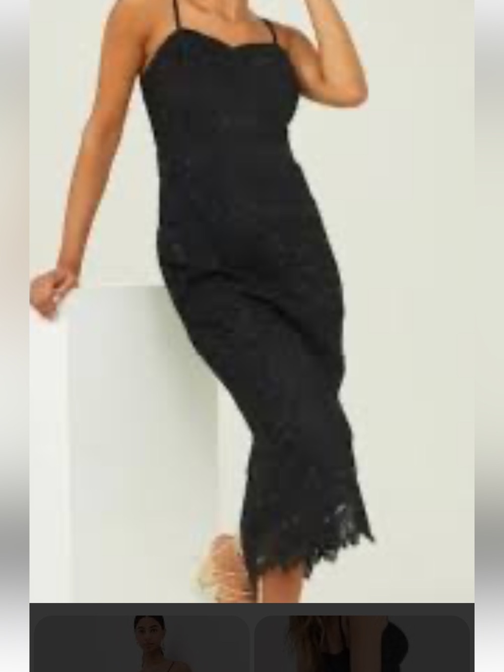 Altar'd State Black Strapless Floral Lace Dress